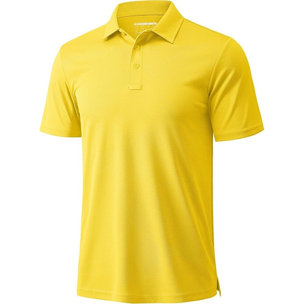 Men's Yellow Short Sleeve Quick Dry Collared Moisture Wicking Polo Shirts